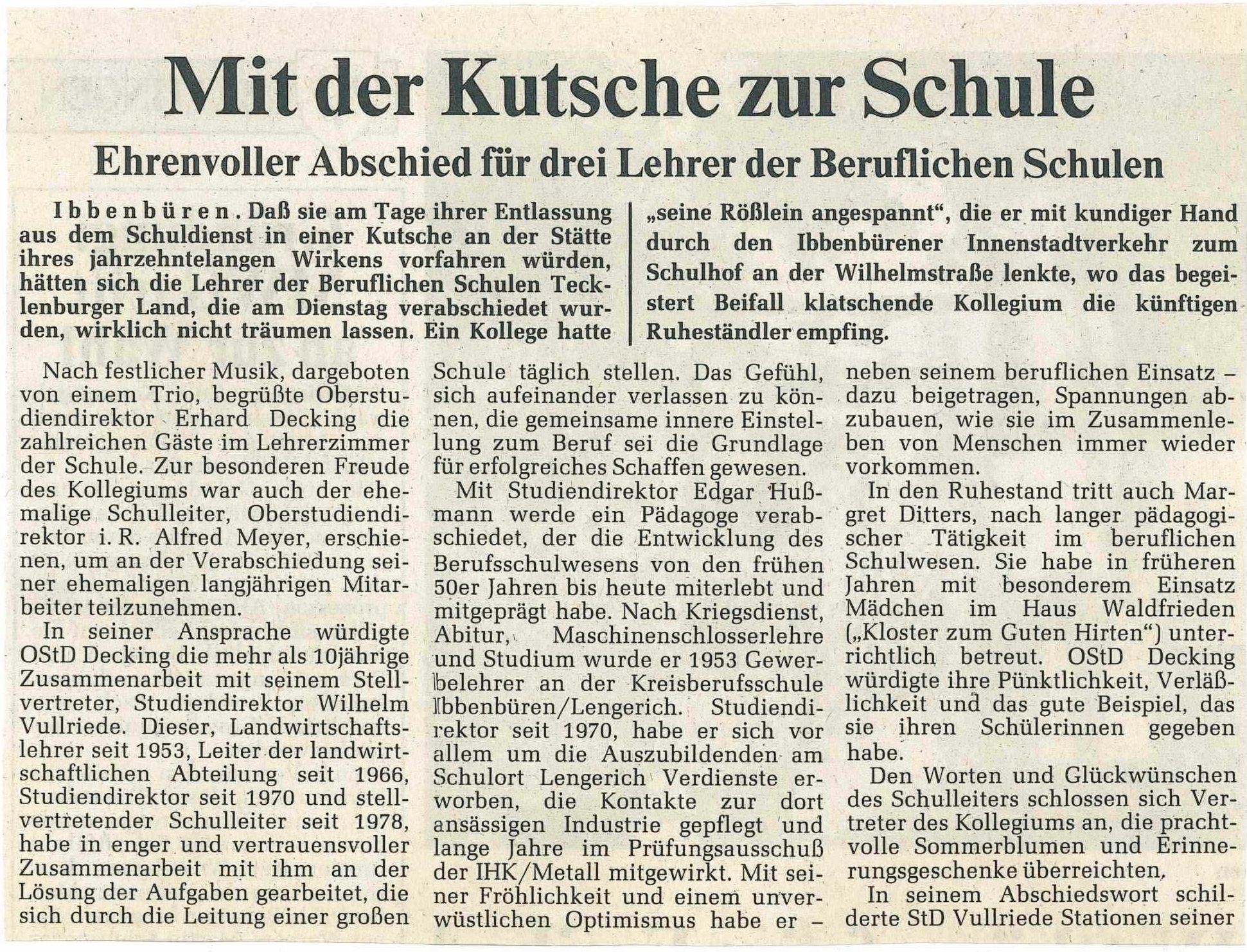 Zeitungsartikel zum Ruhestand in der Kutsche Teil 1 Zeitungsartikel zum Ruhestand in der Kutsche Teil 1